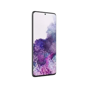 Samsung Galaxy S20 Plus siyah akıllı telefon, ince çerçeveli ekran ve ön kamera detayıyla önden görünüm