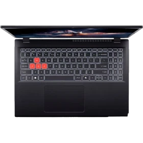 Siyah Acer Nitro Lite NL16-71G-5566A43 iş ve ofis laptopu, açık ekranlı üstten klavye görünümüyle