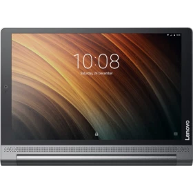Lenovo Yoga Tab 3 Plus siyah tablet ekranında saat ve tarih görünen ana vitrin görseli