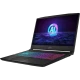 MSI Katana A15 AI B8VG-434XTR siyah oyuncu laptop; renkli klavye ışıklarıyla önden açık görünüm
