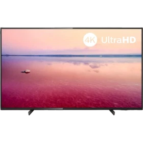 Philips 50PUS6704 Ultra HD 4K LED televizyon, siyah çerçeveli ekranda gün batımı manzarası görünüyor