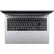 Acer Aspire Lite AL15-33P-358V gümüş iş ve ofis laptopu, açık kapakta klavye ve geniş dokunmatik yüzey detaylı