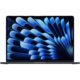 Apple MacBook Air M4 15.3 inç laptop, koyu mavi renkte önden açık ekranlı ana ürün görünümü