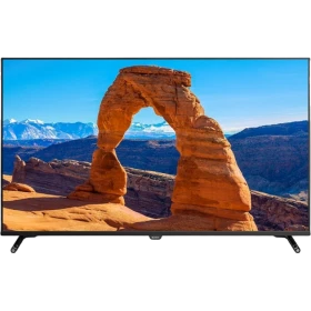 Sunny SN49FIL403 Ultra HD 4K TV, siyah çerçeveli televizyon ve ekranda dağ manzarası