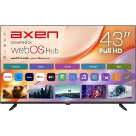Axen AX43DP2OTL-W2S 43 inç Full HD LED televizyon, webOS Hub arayüzü ve uygulama menüsüyle