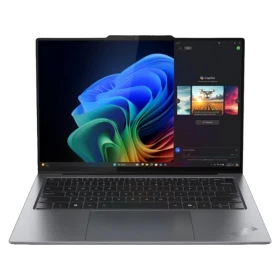 Gri Thinkpad X9-14 G1 Aura Edition 21QA002KTX iş ve ofis laptopu, açık ekranlı önden görünüm