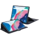 TCL NXTPAPER 12 Pro lacivert öğrenci tableti, katlanabilir kılıf içinde önden kullanım ekranı görünüyor.