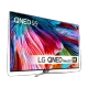 LG 86QNED996PB Ultra HD 8K QNED TV ekranında renkli teknoloji görseli, genel siyah tasarım