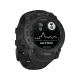 Garmin Instinct 3 Solar Tactical 50mm siyah akıllı saat, nabız ve son 4 saat aktivite verilerini gösteriyor