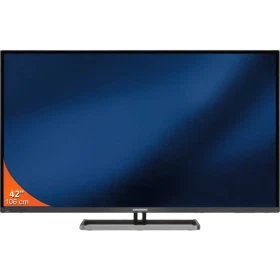 Grundig 47-LB-9478 Full HD LED televizyon, siyah çerçeveli 42 inç ekran ve standıyla önden görünüm
