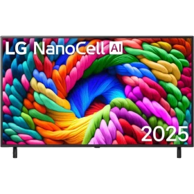 LG 55NANO90A6B Ultra HD 4K LED TV ekranda NanoCell AI ve 2025 temalı canlı renkler, genel renk.