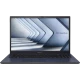 Siyah Asus ExpertBook B1 B1502CBA iş ve ofis laptopu, açık ekranlı ön görünüm, Intel i7 modeli