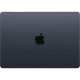 Apple MacBook Air M3 13.6 inç laptop, koyu mavi renkte üst kapak görünümü ve ortada Apple logosu