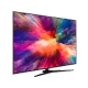 Vestel 49UD9650 Ultra HD 4K LED TV, renkli soyut görüntü gösteren siyah ekran ve ayaklı tasarım