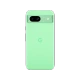 Yeşil Google Pixel 8a akıllı telefonun arka yüzü, yatay kamera modülü ve Google logosuyla birlikte.