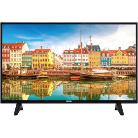 Vestel 40F8400 Full HD LED televizyon, siyah çerçeveli ekranında renkli liman manzarasıyla gösteriliyor