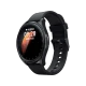 Tecno Watch 3 siyah akıllı saat, yuvarlak ekranı ve ayarlanabilir silikon kayışıyla önden görünüm