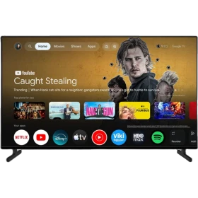 Arçelik A 775 D Ultra HD 4K TV, Google TV arayüzünde film ve uygulama menüsüyle önden görünüm