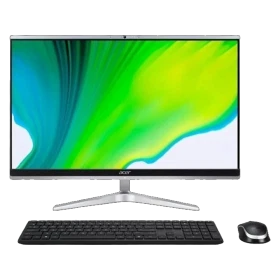 Acer Aspire C24-1650 masaüstü bilgisayar, geniş ekranı, klavyesi ve mouse ile birlikte sunuluyor