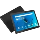 Lenovo Tab M10 TB-X505L siyah uygun fiyatlı tablet, ekranda uygulamalar ve saat görünümüyle açık renkli arayüz