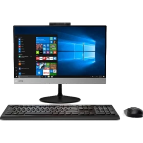 Lenovo V410Z 10QV001FTX masaüstü bilgisayar, monitör, klavye ve fareyle birlikte önden görünüm