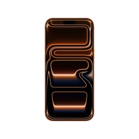 Turuncu Apple iPhone 17 Pro akıllı telefon, önden görünüm; ince çerçeve ve parlak ekran tasarımı