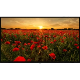 Arçelik A43K 582 Hotel Full HD LED TV, siyah çerçeveli ekranında gün batımında gelincik tarlası izleniyor