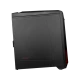 MSI Infinite X Plus 9SD-450TR siyah masaüstü bilgisayar kasası, yan paneli ve kırmızı detaylarıyla
