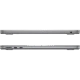 Apple MacBook Air M2 13.6 inç gri laptop, ince yan profil ve bağlantı noktalarıyla kapalı durumda