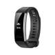 Huawei Band 2 Pro siyah akıllı bileklik, kavisli ekranı ve delikli ayarlanabilir kayışıyla önden görünür.
