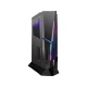 MSI MEG Trident X 10SE-851EU siyah masaüstü bilgisayar, önden açılı görünüm ve RGB aydınlatma