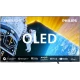 Philips 77OLED809 Ultra HD 4K OLED televizyon ekranında Ambilight ve uzay görseli, genel renk.