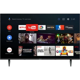Onvo OV43F800 Full HD LED televizyon, siyah çerçeveli akıllı TV arayüzüyle önden görünüm