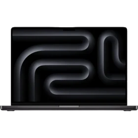 Apple MacBook Pro M4 Pro 14CPU 20GPU 16.2 inç siyah laptop, açık ekranlı önden görünüm ana ürün çekimi