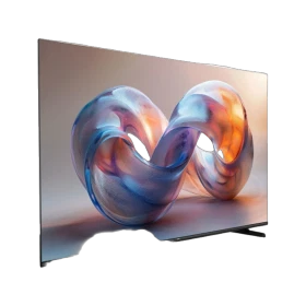 Vestel 65UT9760 Ultra HD 4K LED televizyon, ince çerçeveli ekranında renkli soyut şekiller gösteriyor