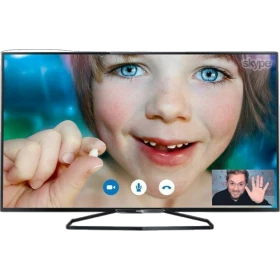 Philips 40PFK6409 Full HD FHD LED televizyon ekranında görüntü ve Skype arayüzü, genel renkli vitrin görünümü