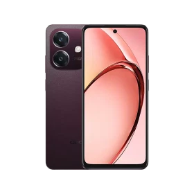 Oppo A3 5G kırmızı akıllı telefon, çift arka kamera ve delikli ekran tasarımıyla ön-arka görünüm