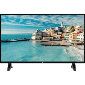 SEG 43SBU715 Ultra HD 4K LED televizyon, siyah çerçeveli ekranında sahil ve şehir manzarası gösteriyor