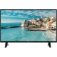 SEG 43SBU715 Ultra HD 4K LED televizyon, siyah çerçeveli ekranında sahil ve şehir manzarası gösteriyor