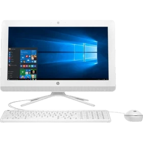 HP 22-b303nt 2BV18EA beyaz masaüstü bilgisayar, Windows ekranı, klavye ve fare ile birlikte