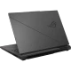 Asus ROG Strix G16 G614JVR-N3243 C5 siyah oyuncu laptop, yan ı̧şık detaylı kapak ve klavye görünümü