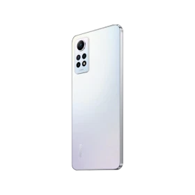 Xiaomi Redmi Note 12 Pro beyaz akıllı telefonun arka yüzü, çoklu kamera modülü ve düz çerçeve tasarımı