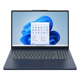 Lenovo IdeaPad Slim 3 83K2001RTR012 koyu mavi iş ve ofis laptopu, önden açık kapak görünümü
