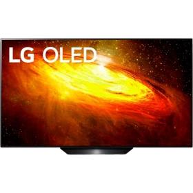 LG OLED65BX6LB Ultra HD 4K OLED TV, ekranda LG OLED yazısı ve renkli uzay görseli