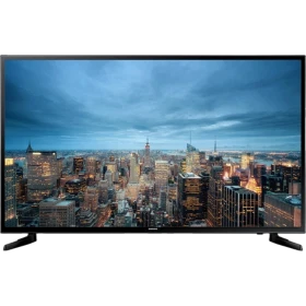 Samsung 55JU6070 Ultra HD 4K LED televizyon; şehir manzaralı ekranda canlı görüntü sunar