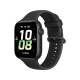 Siyah Honor Watch 5 akıllı saat, renkli dijital ekranı ve silikon kordonuyla önden çapraz görünümde