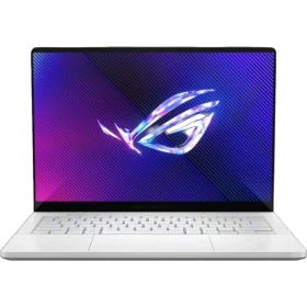 Asus ROG Zephyrus G14 GA403UH-QS038 gümüş ultrabook laptop ekranında ROG logosu görünen ana vitrin görüntüsü