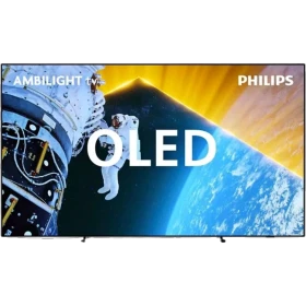 Philips 77OLED809 Ultra HD 4K OLED televizyon; uzay ve astronot temalı ekranda Ambilight ışıkları görünüyor