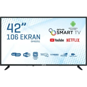 Onvo OV42251 42 inç Full HD Smart LED televizyon, siyah çerçeveli önden görünüm