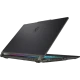 MSI Cyborg 15 A13VEA52-1252XTRA52 siyah oyuncu laptop ekranı açılmış, RGB aydınlatmalı tasarım görünüyor